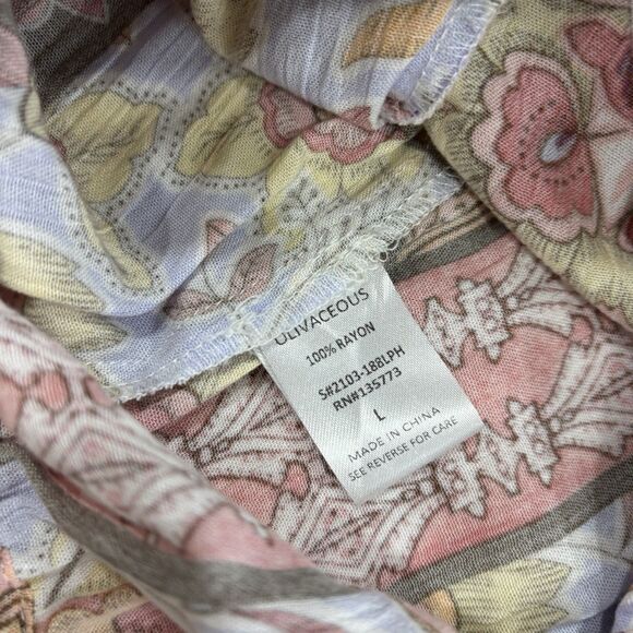 Olivaceous Pants Womens Size Large Boho Mixed Prints Jogger Flowy Pink - Picture 8 of 8